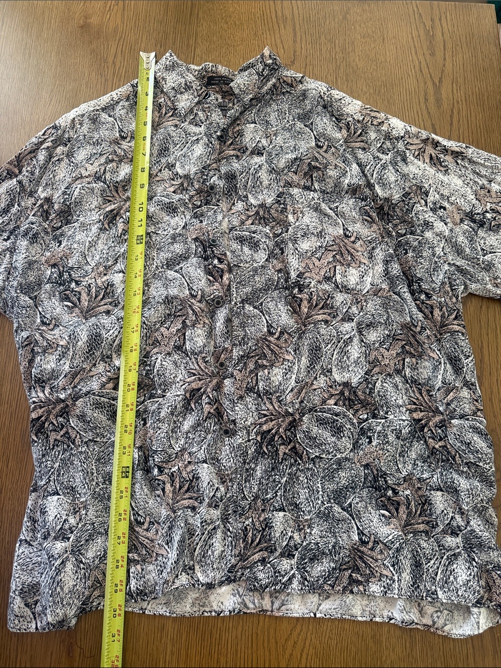 VINTAGE Expressions botanical short sleeve button up